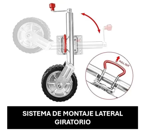Rueda Maniobra Telescópica <br> Carro Remolque <br> Caucho Macizo <br><br> - Imagen 3