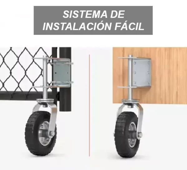 Rueda Portón Silver <br> Banda Neumática <br> Placa Giratoria <br><br> - Imagen 3