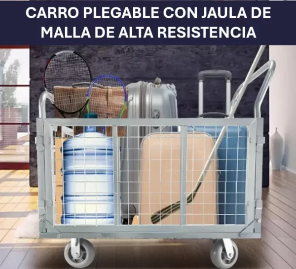 Carro Plegable 900 Kg<br> Plataforma Antideslizante <br> con Barandas<br> <br> - Imagen 2