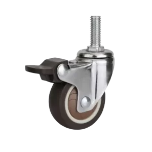 ROTAR LTDA. Rueda Simple Banda TPR Café 75 mm 50 Kg Placa Perno Pasante Giratoria con Freno