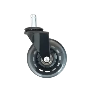 ROTAR LTDA. Rueda Banda PU Gris Transparente Núcleo PP Diámetro 75 mm Carga 50 Kg Placa Vástago Pasante Giratoria