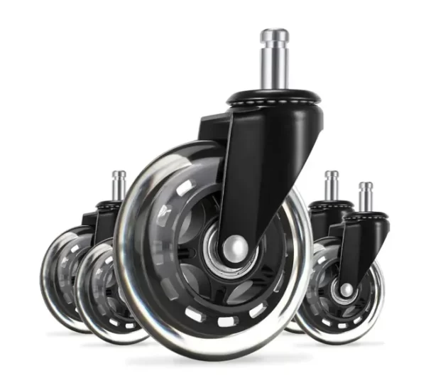 Rueda Skate Banda PU Negro <br> Placa Giratoria<br> Vástago Pasante <br><br> - Imagen 2