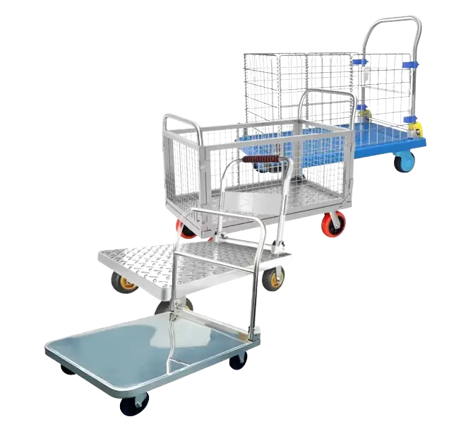 ROTAR LTDA. Carros Manuales Plegables, 500 Kg, Rejilla, Estructura de Acero, Base Plástica, Inox.