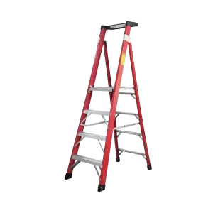 ROTAR LTDA. Escalera de Tijera de Fibra de Vidrio, 4 Peldaños con Plataforma de Trabajo.