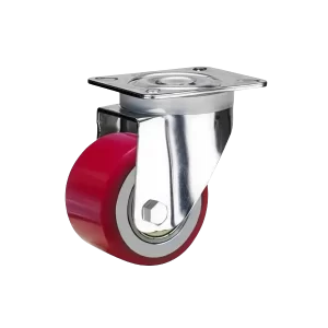 ROTAR LTDA. Rueda NANO Poliuretano Hierro Fundido Placa Giratoria Diámetro 80 mm Carga 300 Kg.