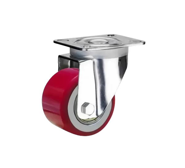 ROTAR LTDA. Rueda NANO Poliuretano Hierro Fundido Placa Giratoria Diámetro 80 mm Carga 300 Kg.