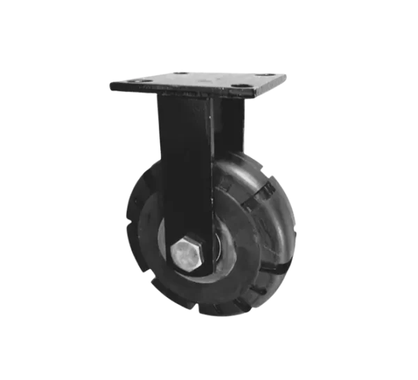 ROTAR LTDA. Rueda Trabajo Pesado Banda Caucho Macizo Núcleo Hierro Fundido. Placa Fija. Diámetro 180 mm Capacidad de Carga 800 Kg.