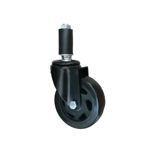 ROTAR LTDA. Rueda BLACKRAY Banda PVC Negro Núcleo PA Negra Placa Giratoria Perno Pasante M12 Vástago de Goma 28 mm Diámetro.