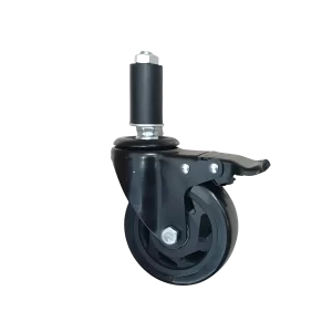 ROTAR LTDA. Rueda BLACKRAY Banda PVC Negro Núcleo PA Negra Placa Giratoria Perno Pasante M12 Vástago de Goma 28 mm Diámetro.